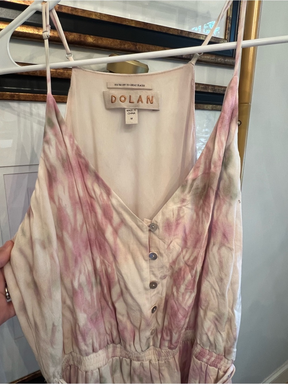 Anthropologie Dolan Pastel Pink & Cream Tie-Dye Maxi Dress - Picture 3 of 6